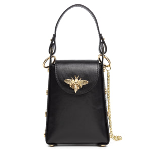 Alviano bolso de mano mujer. Piel auténtica Gamuza acabado lacado brillante.