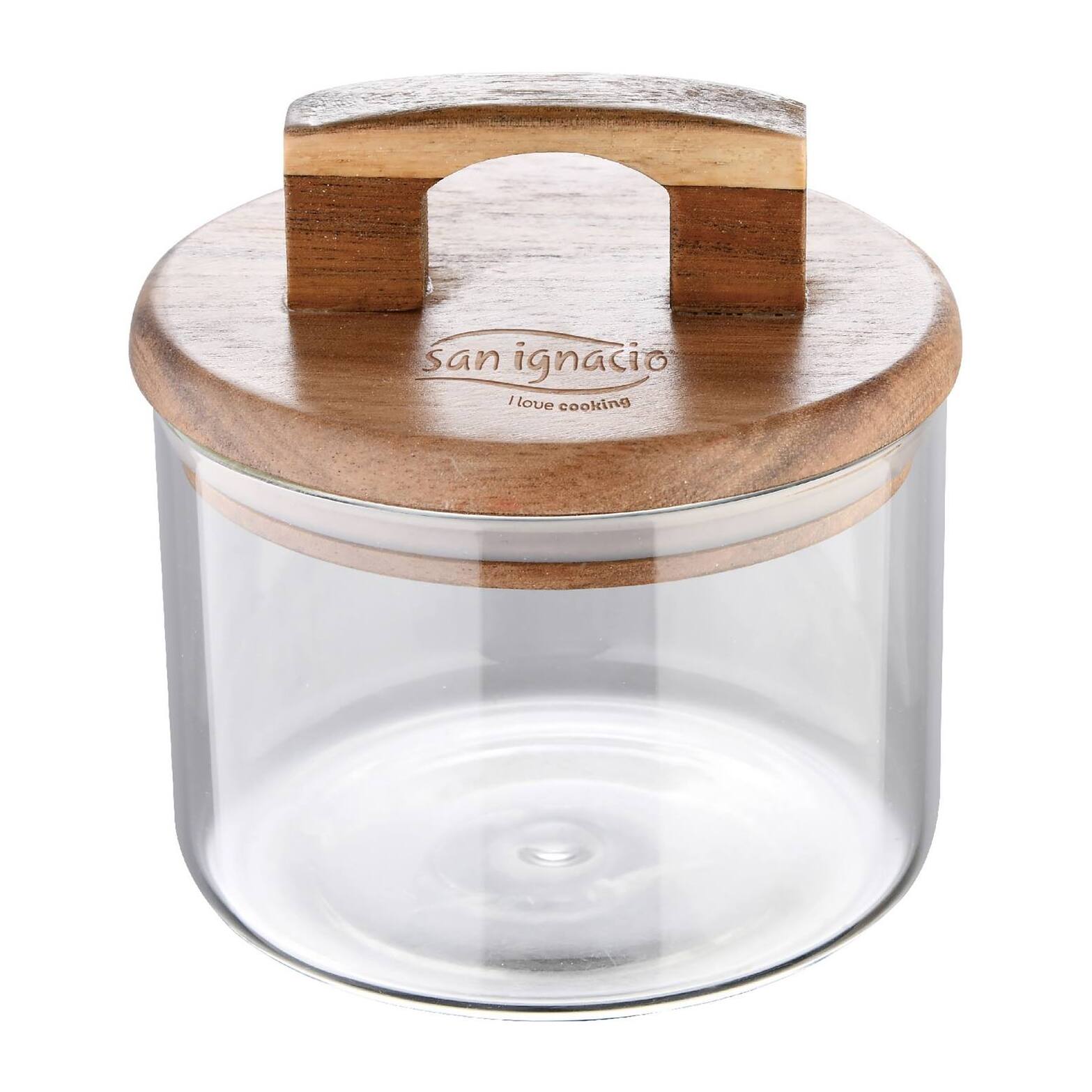 Set de botes 400ml + 500ml san ignacio vidrio de borosilicato y tapas de madera de acacia