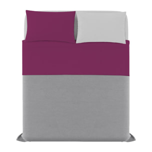 COMPLETO LETTO NATURAL COLOUR MADE IN ITALY COTONE-FUXIA/GRIGIO CHIARO MATRIMONIALE