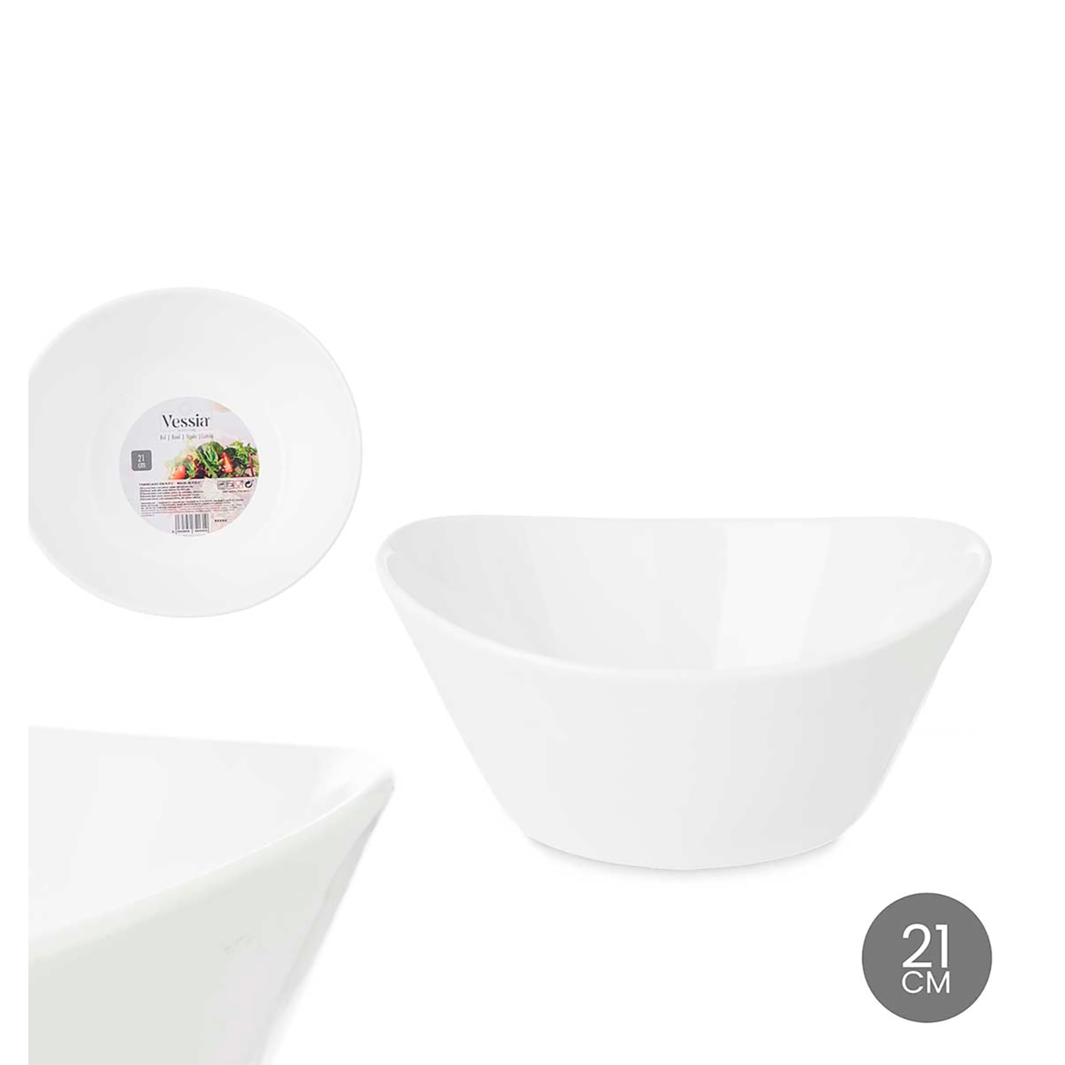 PACK 3 BOWLS PORCELANA CON FORMA 21 CM