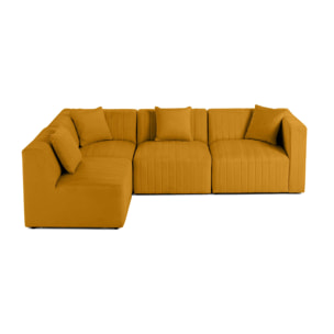 Nova - canapé modulable d'angle gauche - 5 places - en velours - Jaune