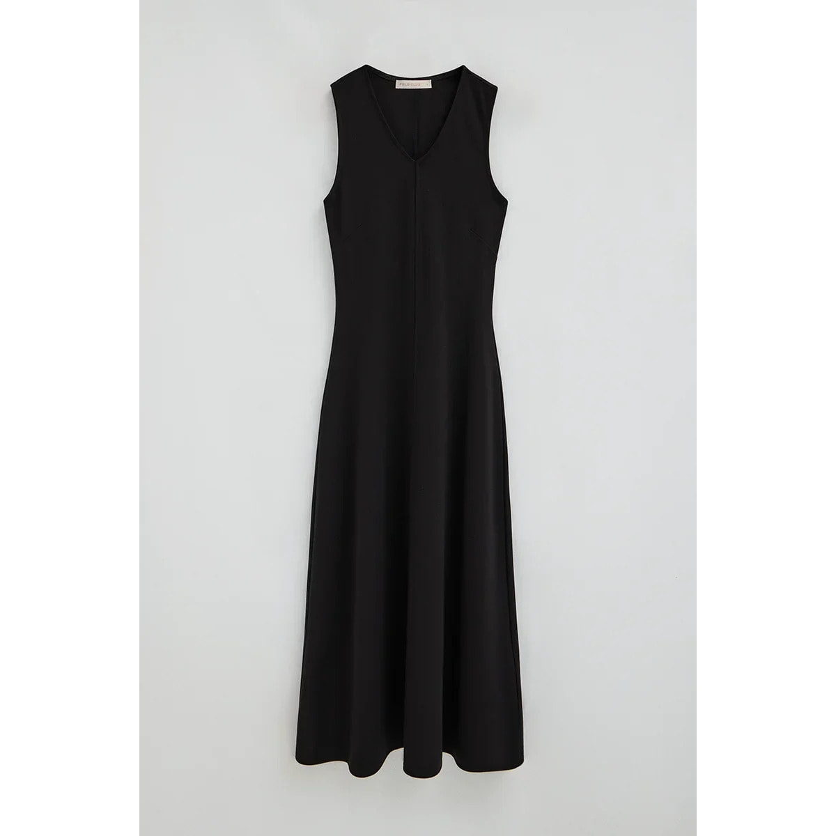 Vestido negro sin mangas de cuello pico y logo Polo Club