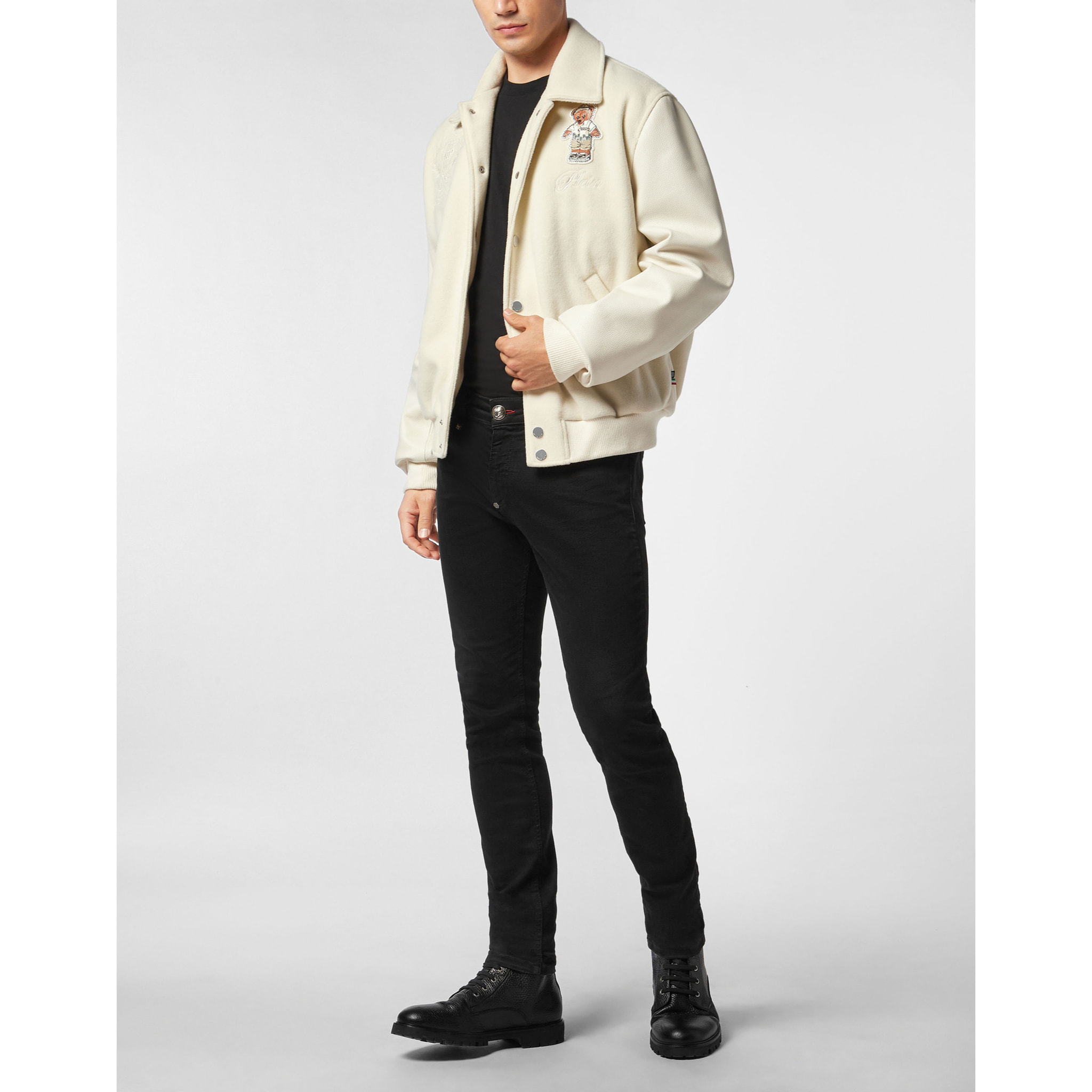 PHILIPP PLEIN Leather Bomber TEDDY