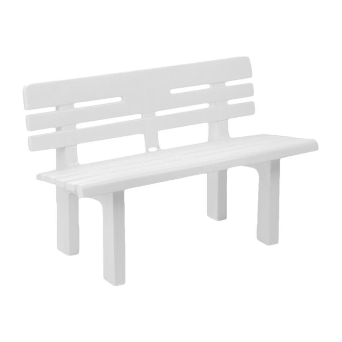 Panchina da esterno Alim, Panca monoblocco da giardino, Panchina outdoor, 100% Made in Italy, 110x52h71 cm, Bianco