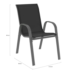 Chaises de jardin empilables textilène mix couleurs - lot de 4