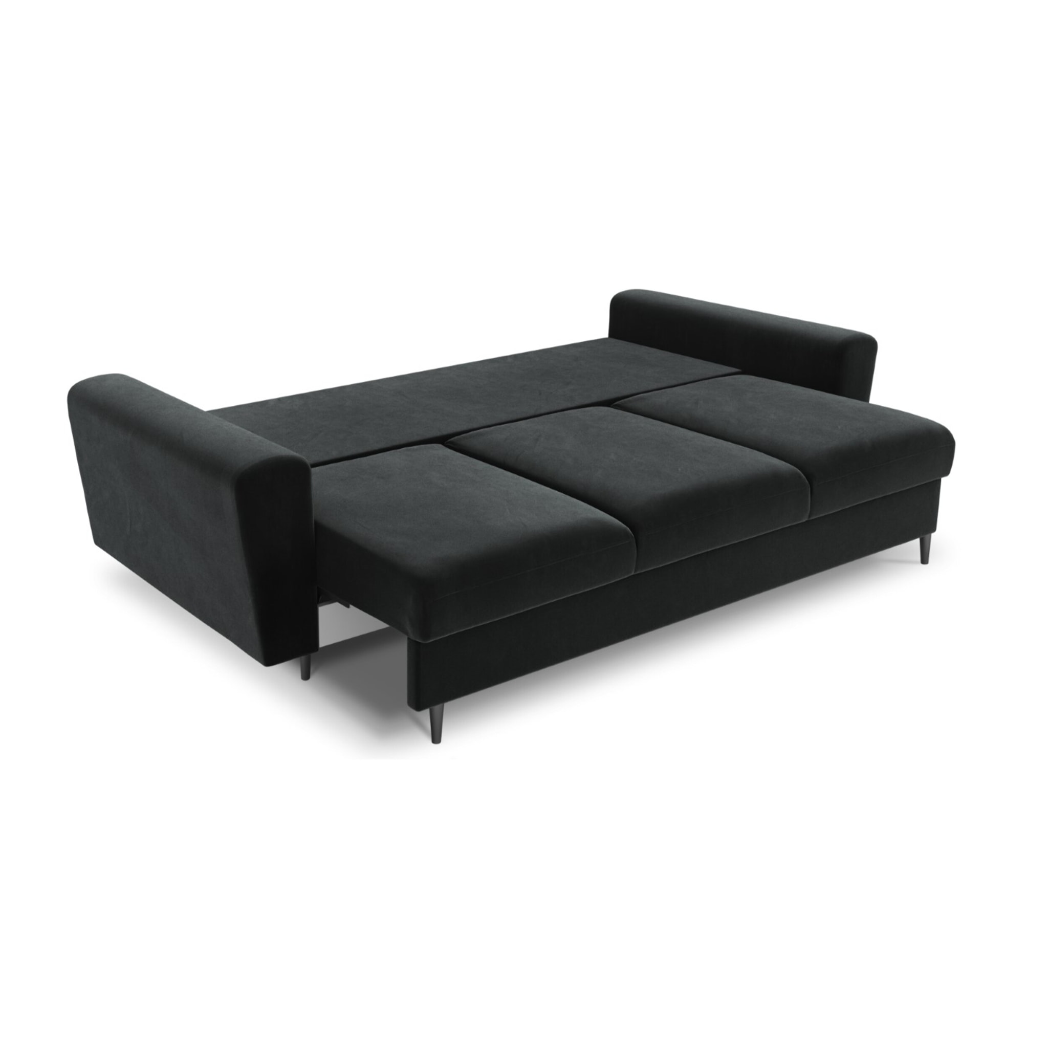 Canapé convertible avec coffre de rangement "Kyoto" 3 places en velours gris foncé