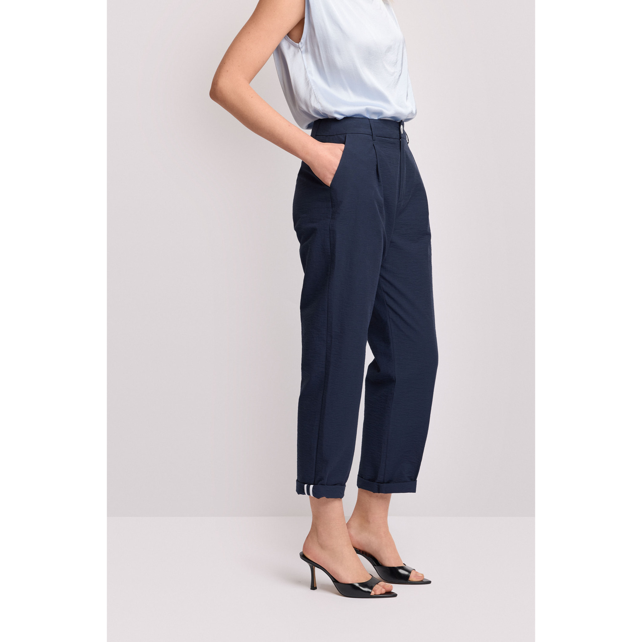 Kocca - Pantaloni con risvolto Donna, Tinta unita