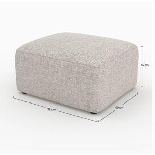 Pouf rectangulaire pour canapé modulable en tissu beige - Hestia