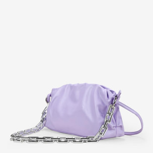 Bolso de hombro lila pouch con cadena plata