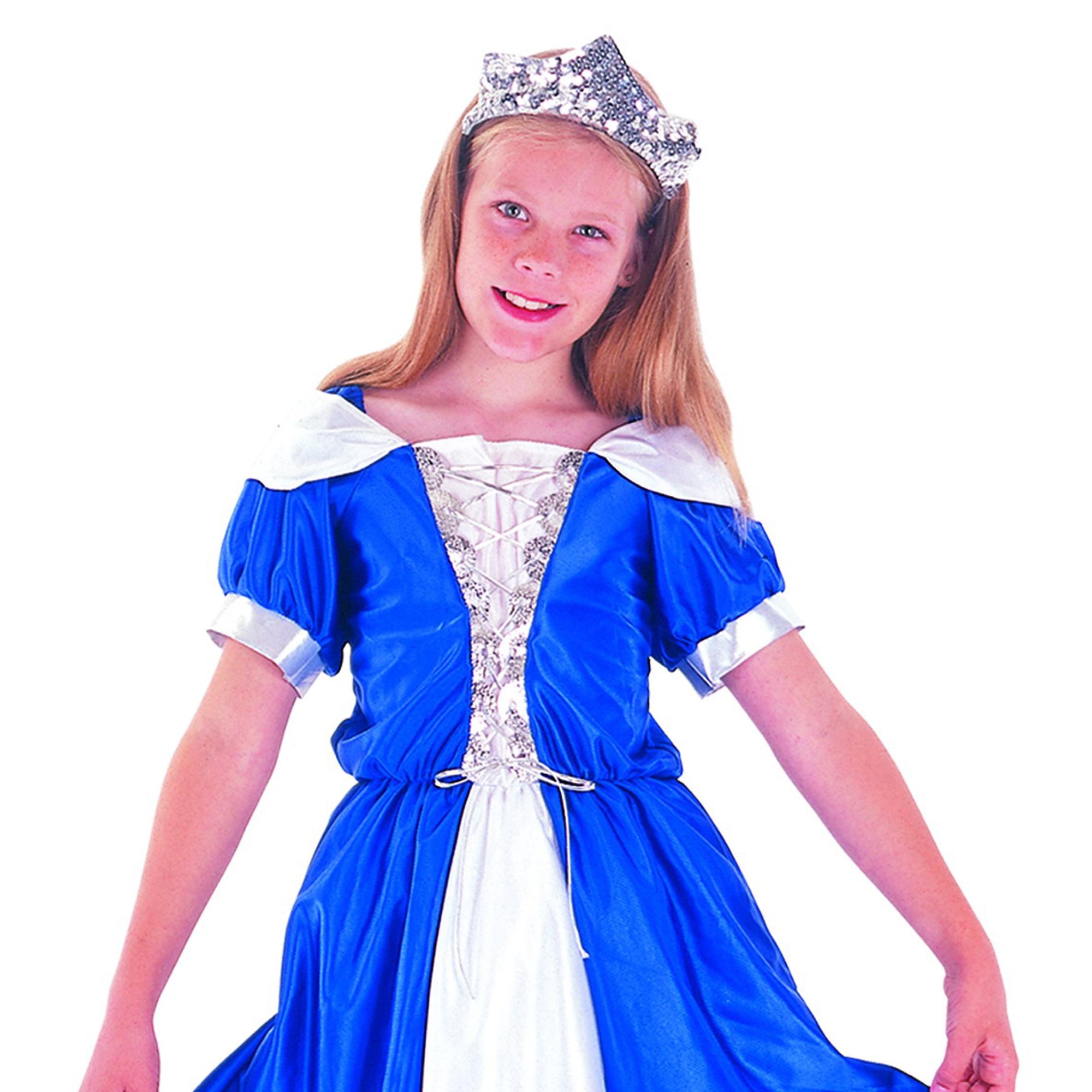 Abito Principessa Blu Costume Carnevale Blu Bianco Bambina