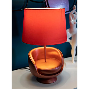 LAMPADA DA COMODINO MIDCENTURY ROSSA CM Ø 26X43