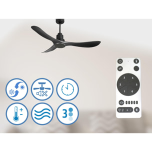 Ventilateur de plafond Réversible  Thermostat Wifi Moteur à courant continu Toits en pente Télécommande Hypersilence Mémoire Shopify Vendible (AUTOMATIQUE)