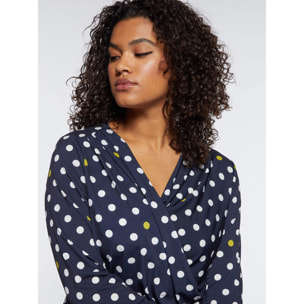 Fiorella Rubino - Camiseta de lunares con escote holgado - Azul