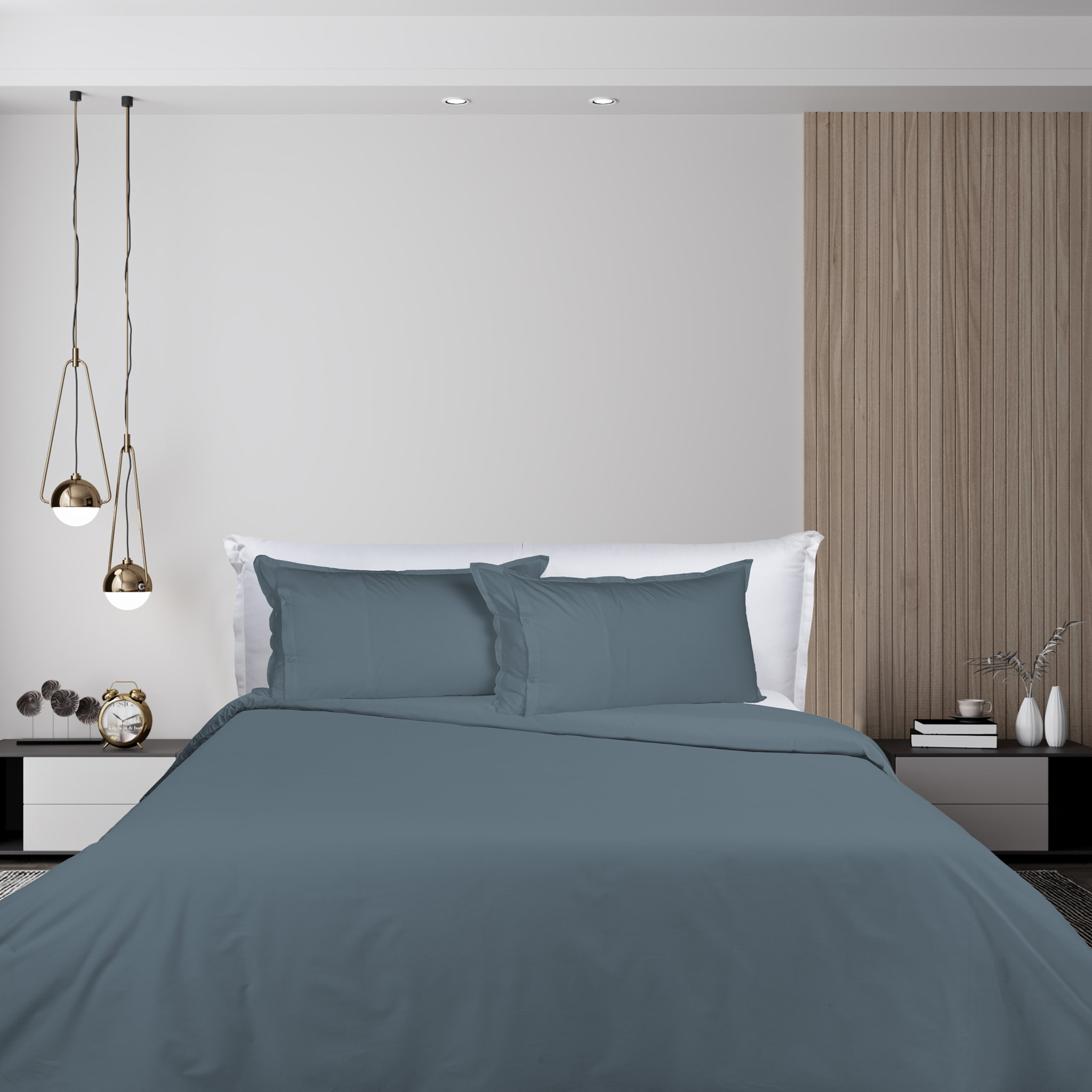 UNO CASA DESIGN Parure Copripiumino in Puro Cotone Garment Washed_No-Stiro
