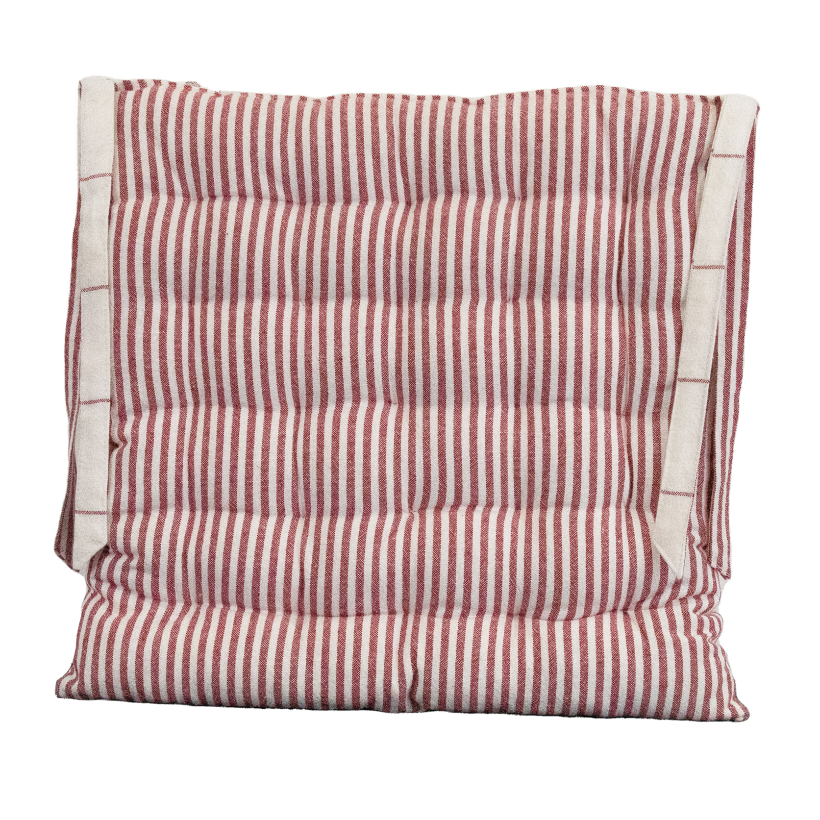 Galette de chaise carrée en coton à rayures - Rouge