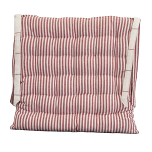 Galette de chaise carrée en coton à rayures - Rouge