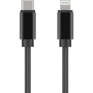 Câble Lightning ADEQWAT vers USB-C 2m noir certifié Apple