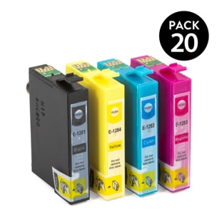 CARTUCHOS GENÉRICOS EPSON T1281 +T1282 + T1283 + T1284 Pack 20