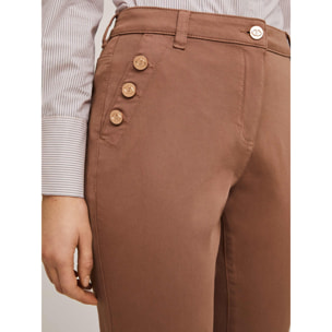 Motivi - Pantalón regular con botones metálicos. - Marrón
