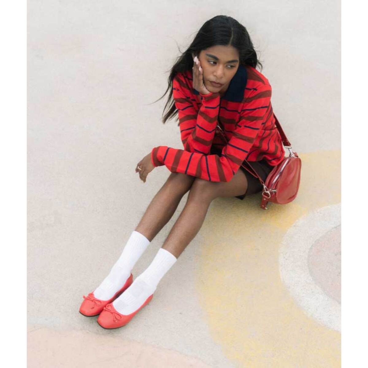 Bailarinas planas rojas con lazo