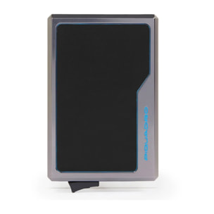 Piquadro Portacarte automatico MagSafe in alluminio e pelle con protezione RFID
