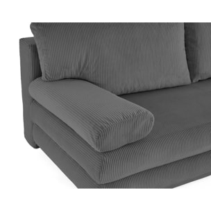 Elton - canapé 3 places convertible avec coffre en velours côtelé - Gris