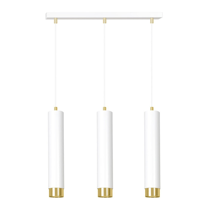 Lampada a sospensione KIBO in acciaio bianco e oro