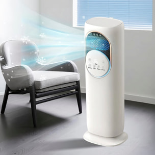 Climatizador multifunción sin aspas Q9, con calefacción y refrigeración. Con tanque de agua de 1,2L, pantalla táctil, luz esterilizadora y mando de control remoto.