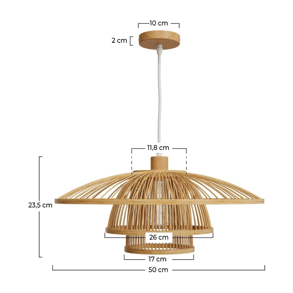 Suspension en bambou naturel et métal D50 cm - Mirabel
