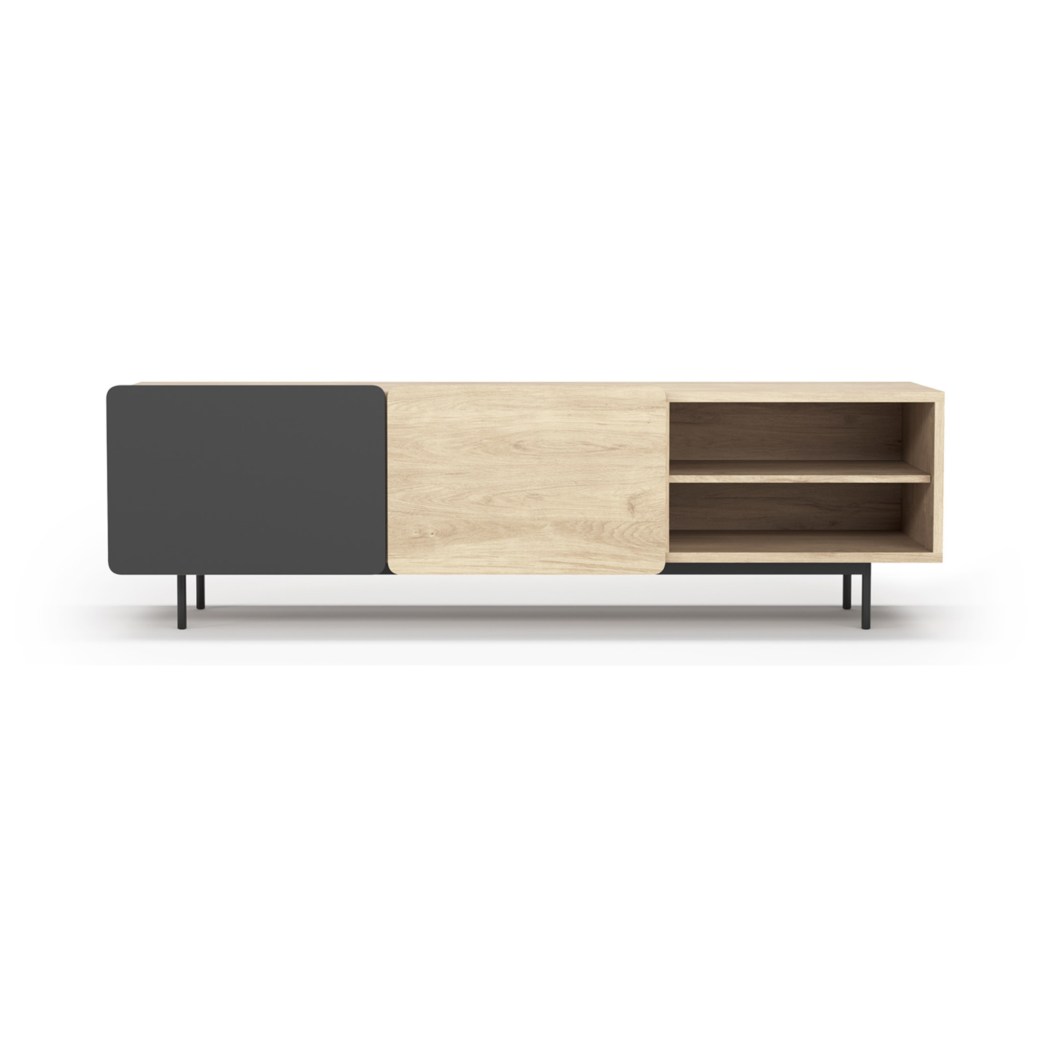 Bajo tv Biscuit roble claro y grafito 54x180x44 cm
