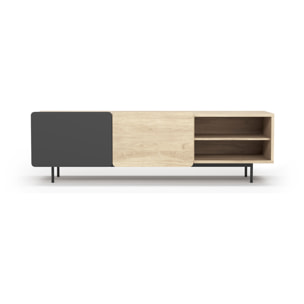 Bajo tv Biscuit roble claro y grafito 54x180x44 cm