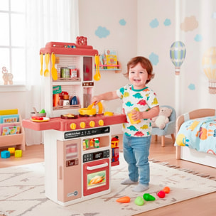 Cucina Giocattolo Bambini Con Luci E Suoni Realistici Rubinetto Con Riciclo Acqua Forno Fornelli Apribili 50 Accessori Gioco Educativo 3–8 Anni Rossa