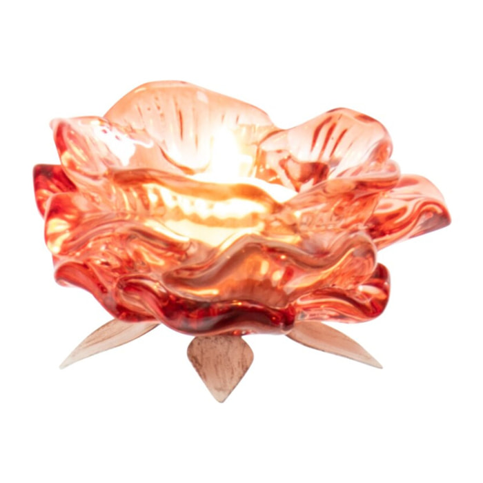 J-Line Photophore Fleur - verre - orange