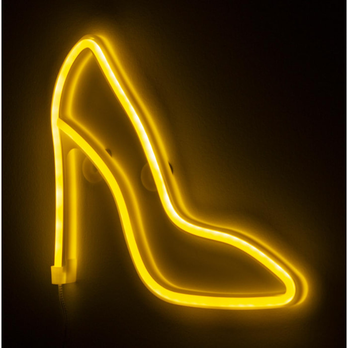 Ciondolo giallo caldo al neon, design scarpa con tacco alto.