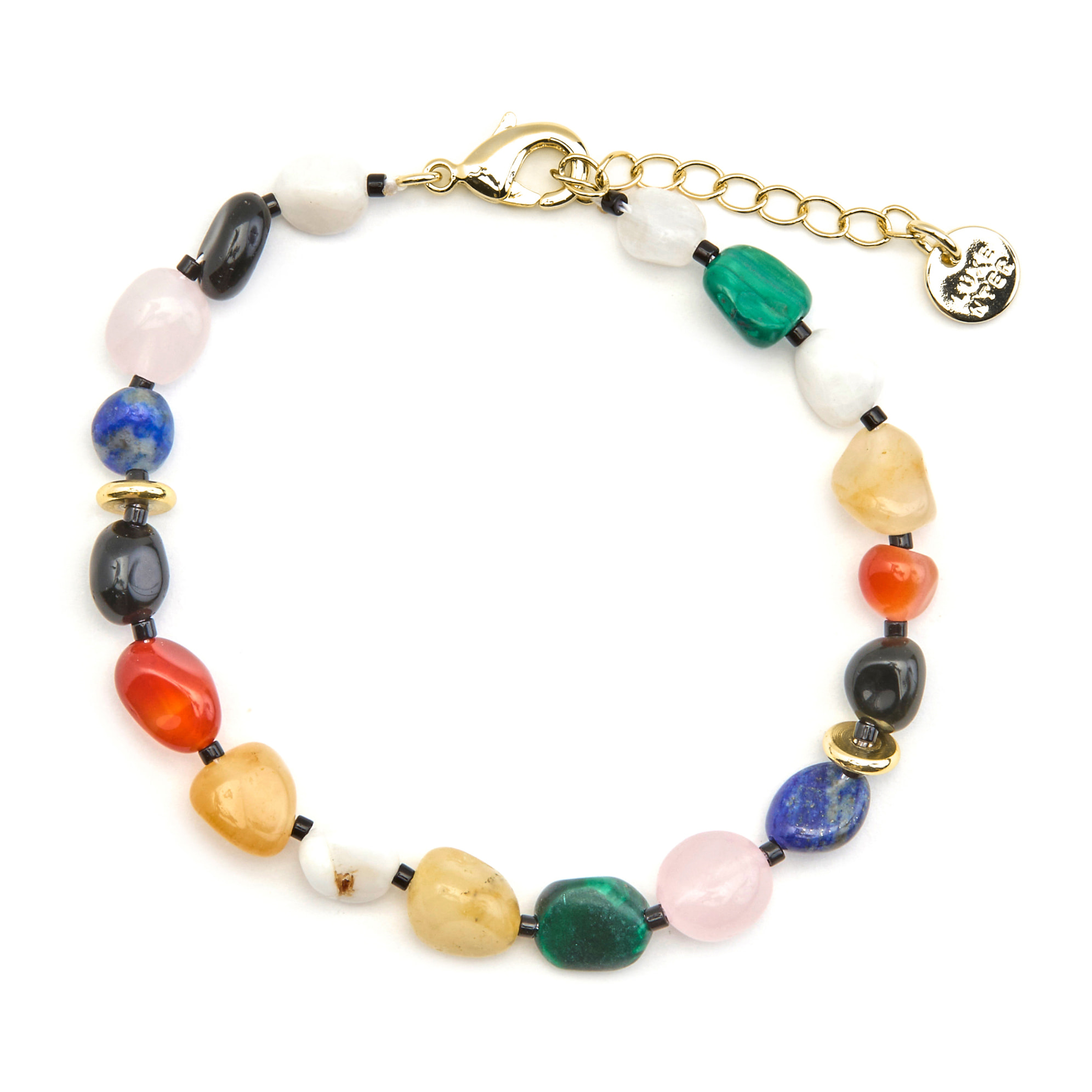 Pulsera con Multicolor Piedra Natural acabado oro 18k