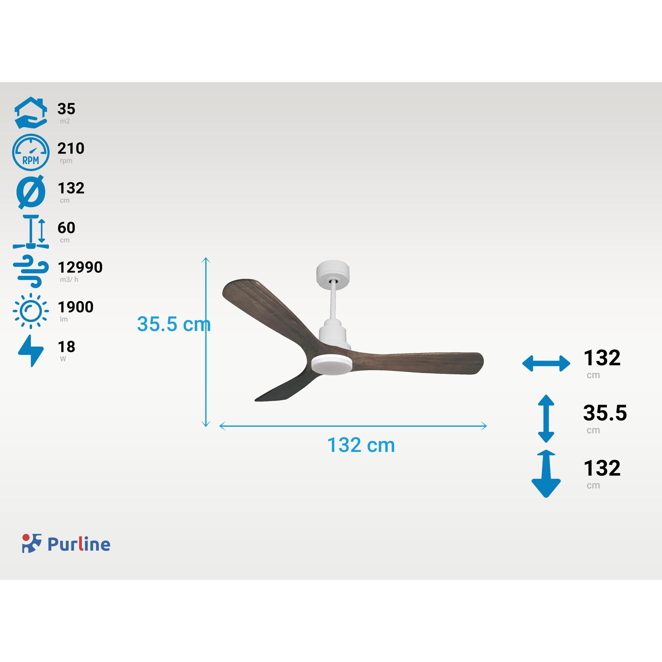 Ventilateur de plafond Réversible  Thermostat Dimmable Wifi Moteur à courant continu Toits en pente Télécommande Lumière à trois tons Hypersilence Mémoire