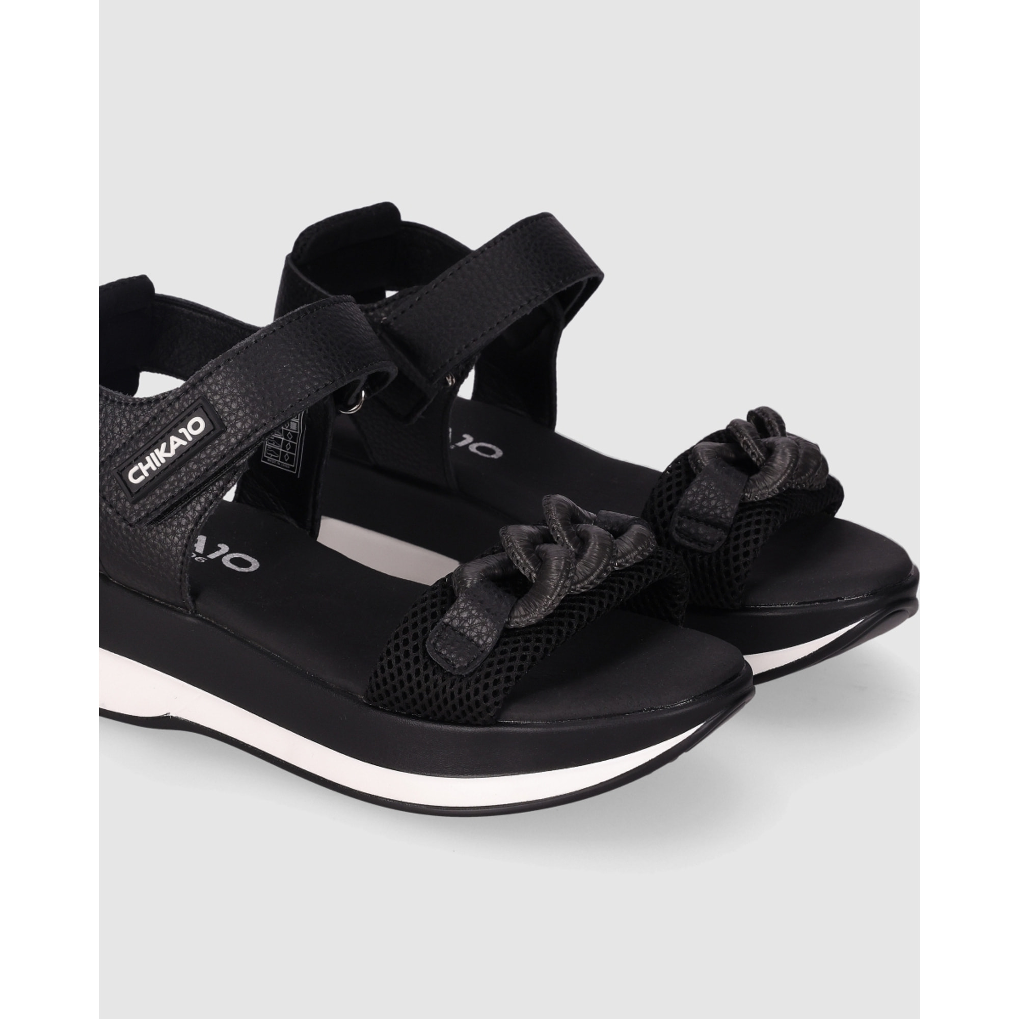 Sandalias de Piel Sintética - Negro - Tacón: 5 cm