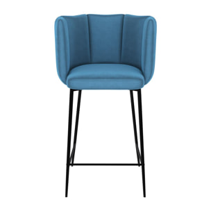 Chaise de bar Rosy en velours bleu 67 cm (lot de 2)