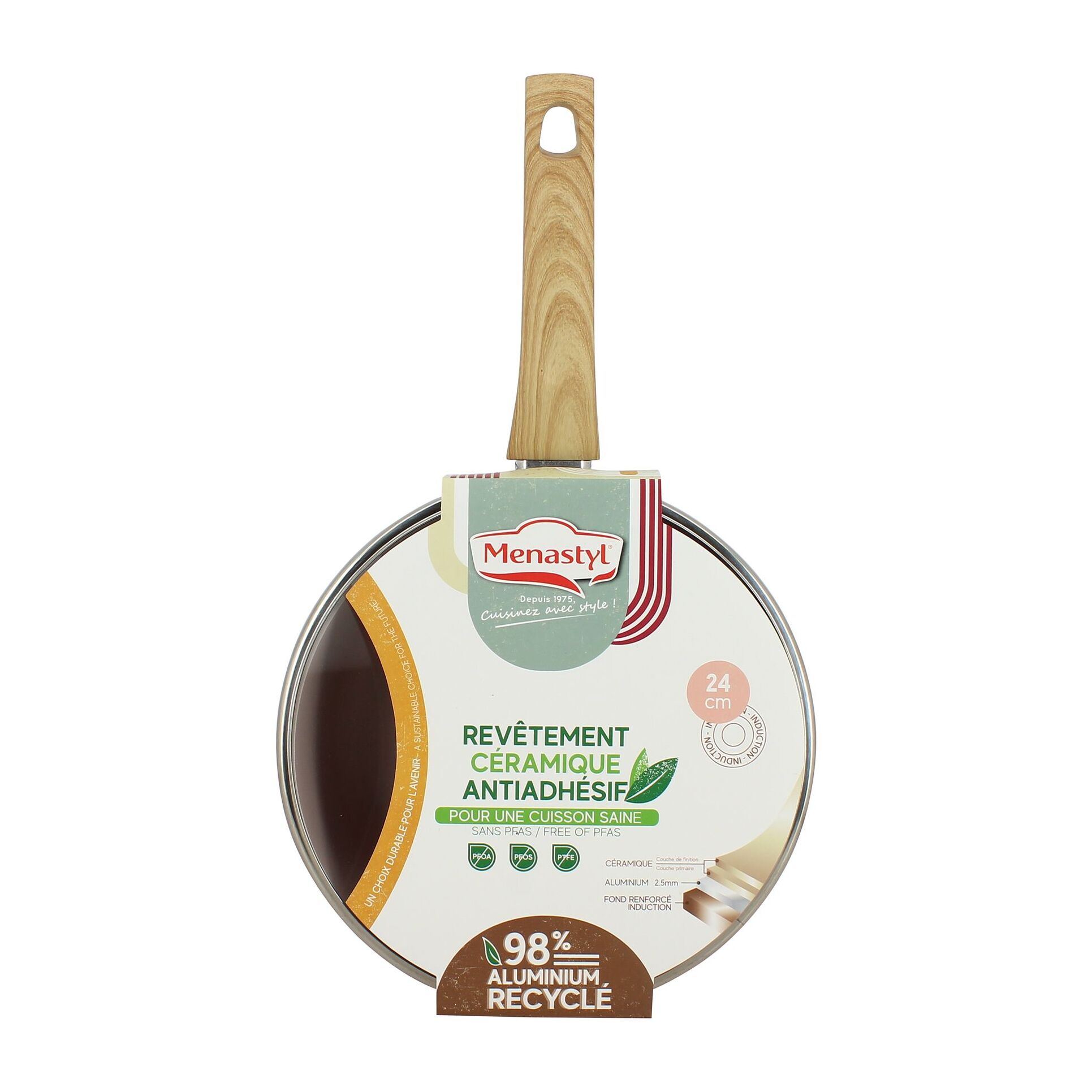 Sauteuse 24cm avec revêtement céramique rose - tous feux COLORAMA