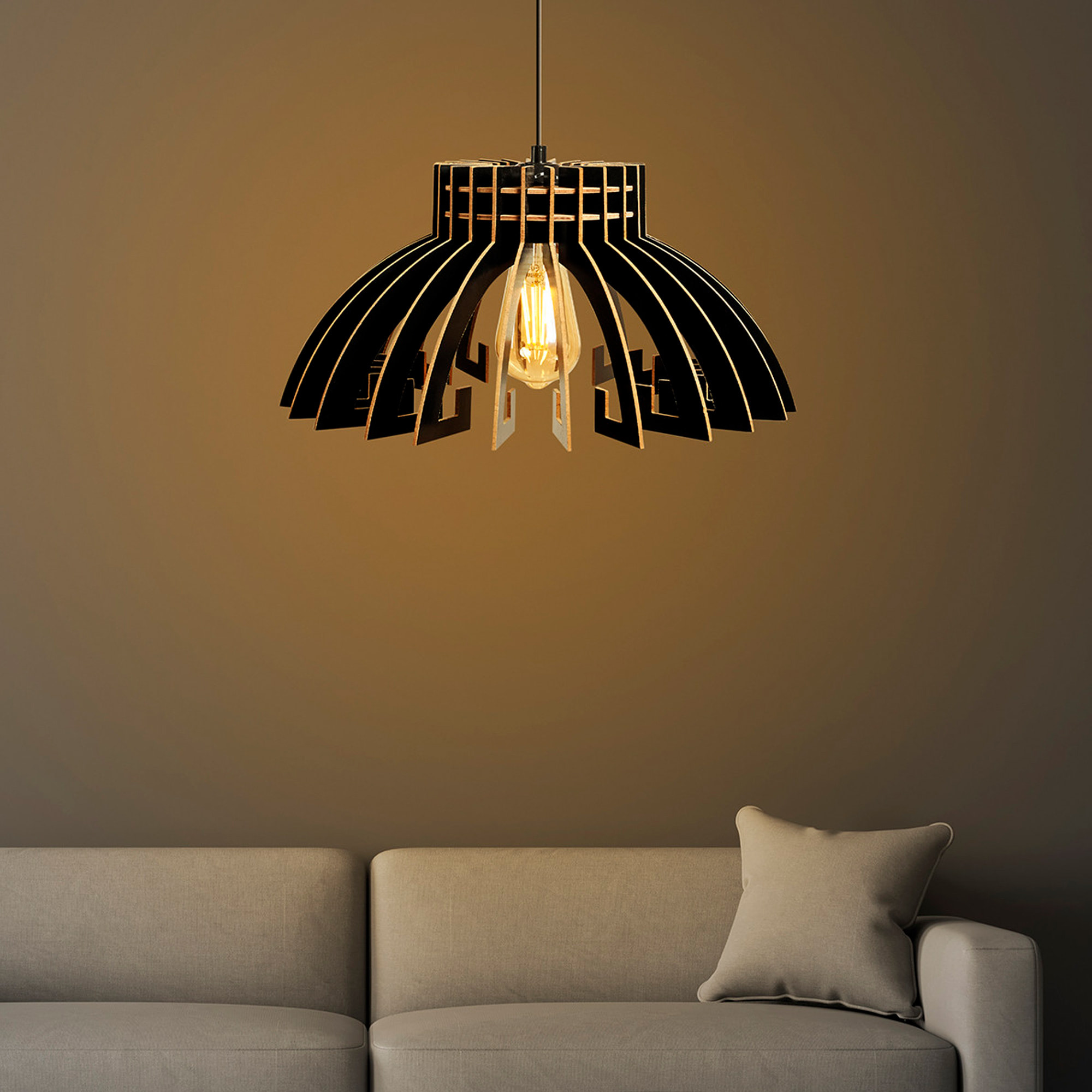 Lámpara de techo 65 cm. negro, tipo E 27 Max 45 - 60 W