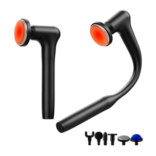Pistola de masaje fascia MD-XY-10 con 3 programas y 6 velocidades. Incluye cabezal térmico, cabezal de frío, 4 cabezales de masaje y mango alargador.
