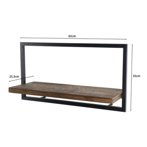 SIXTINE - Étagère murale 'L' 1 plateau teck recyclé marron structure métal noir