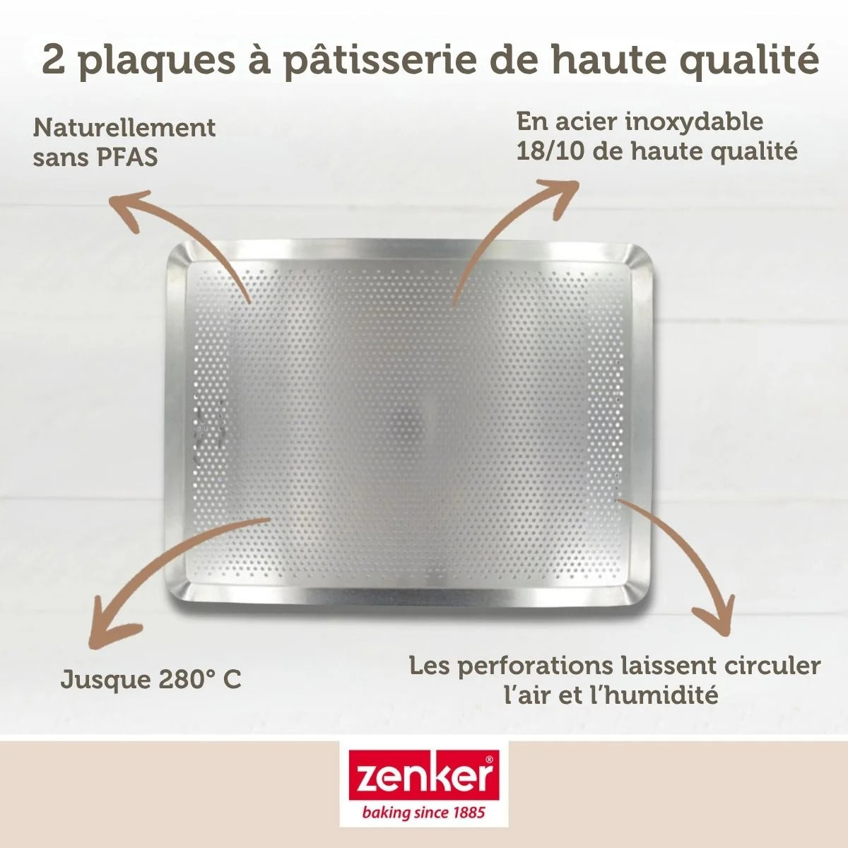 Lot de 2 plaques à pâtisserie perforées en inox Zenker Special Cooking