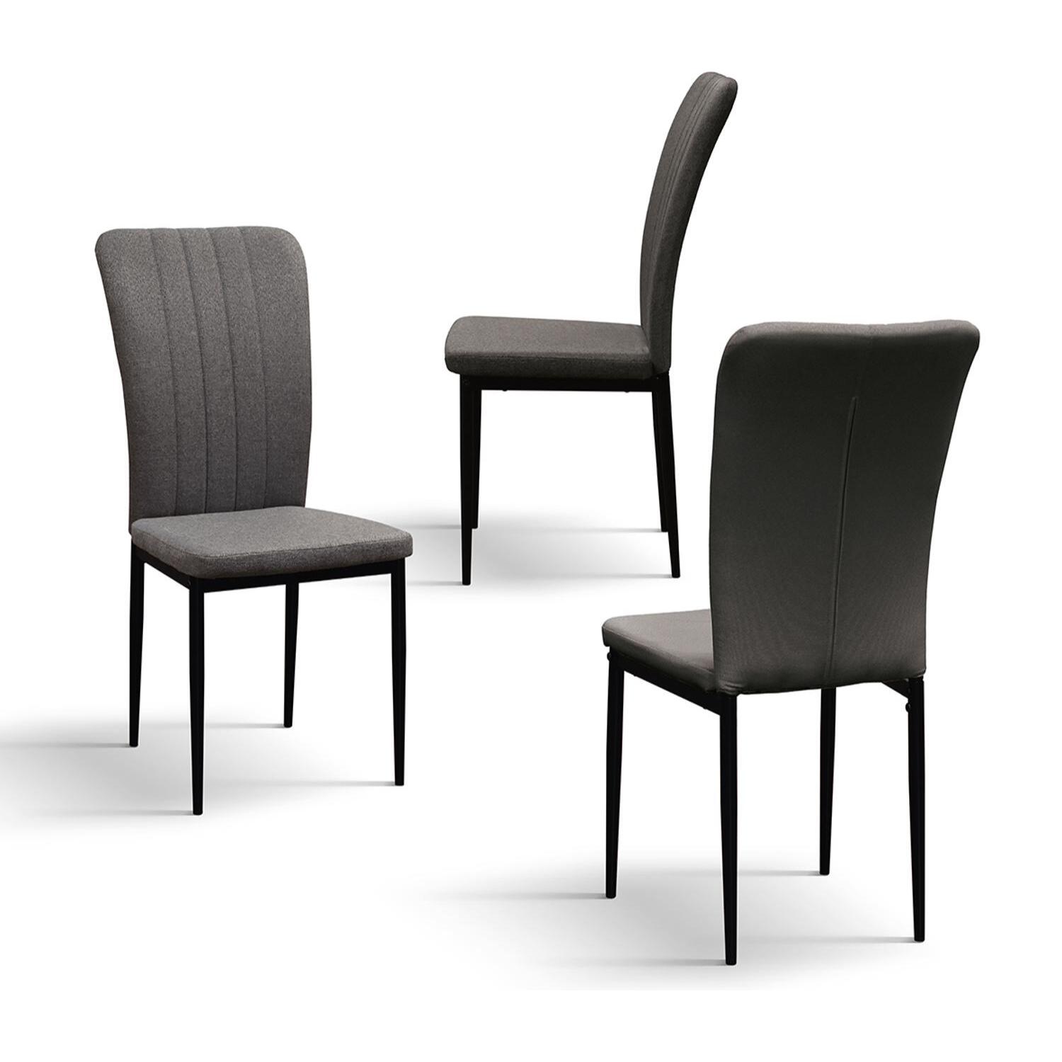 Set di 6 sedie AMSTERDAM in tessuto grigio e gambe in metallo nero