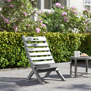 Silla de Jardín de Madera Silla de Exterior con Diseño Listones y Respaldo Inclinado Carga 120 kg para Balcón Patio Terraza 78x48x76 cm Gris