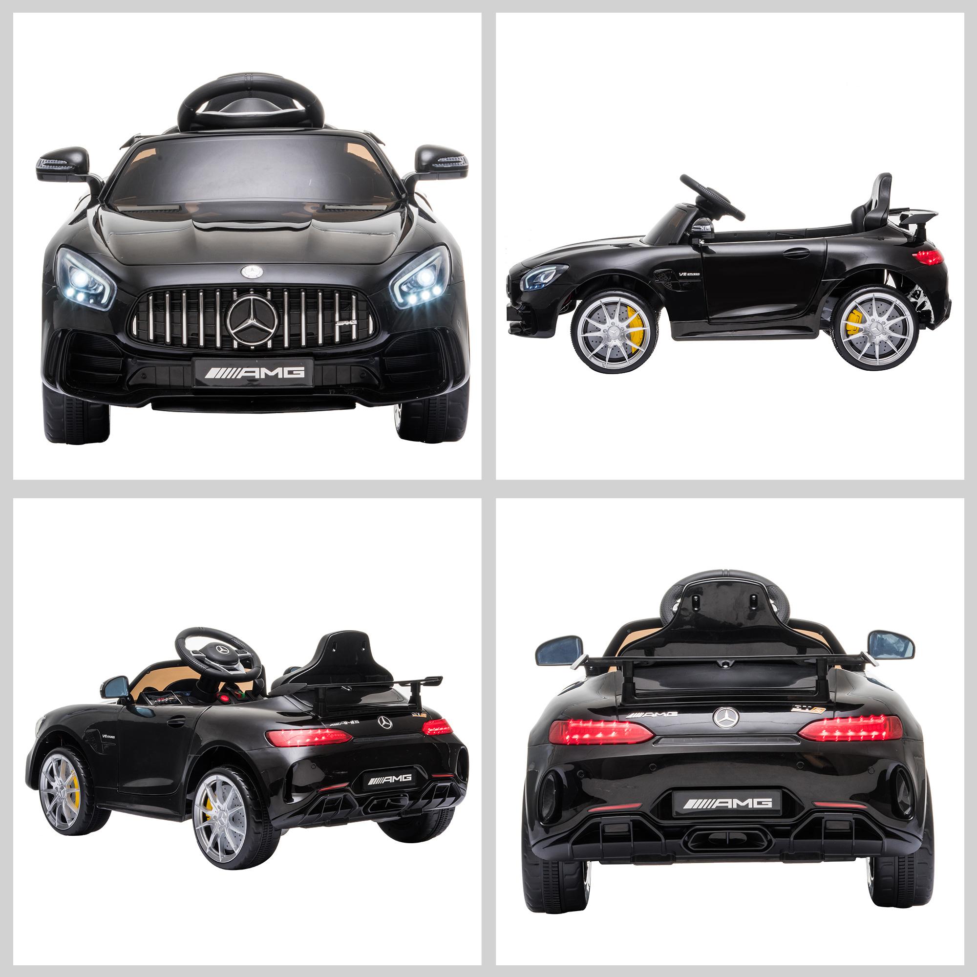 Voiture véhicule électrique enfants 12 V - V. max. 5 Km/h effets sonores, lumineux, télécommande Mercedes-AMG GT R noir