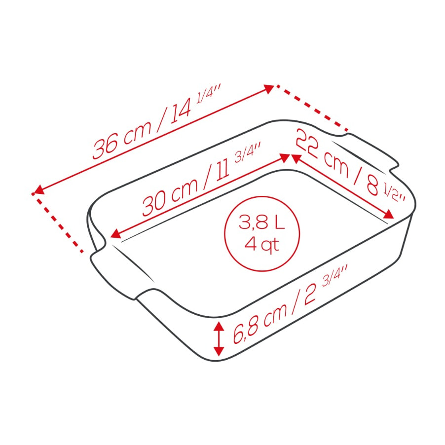 Plat à four rectangulaire, light grey, 36 cm Appolia