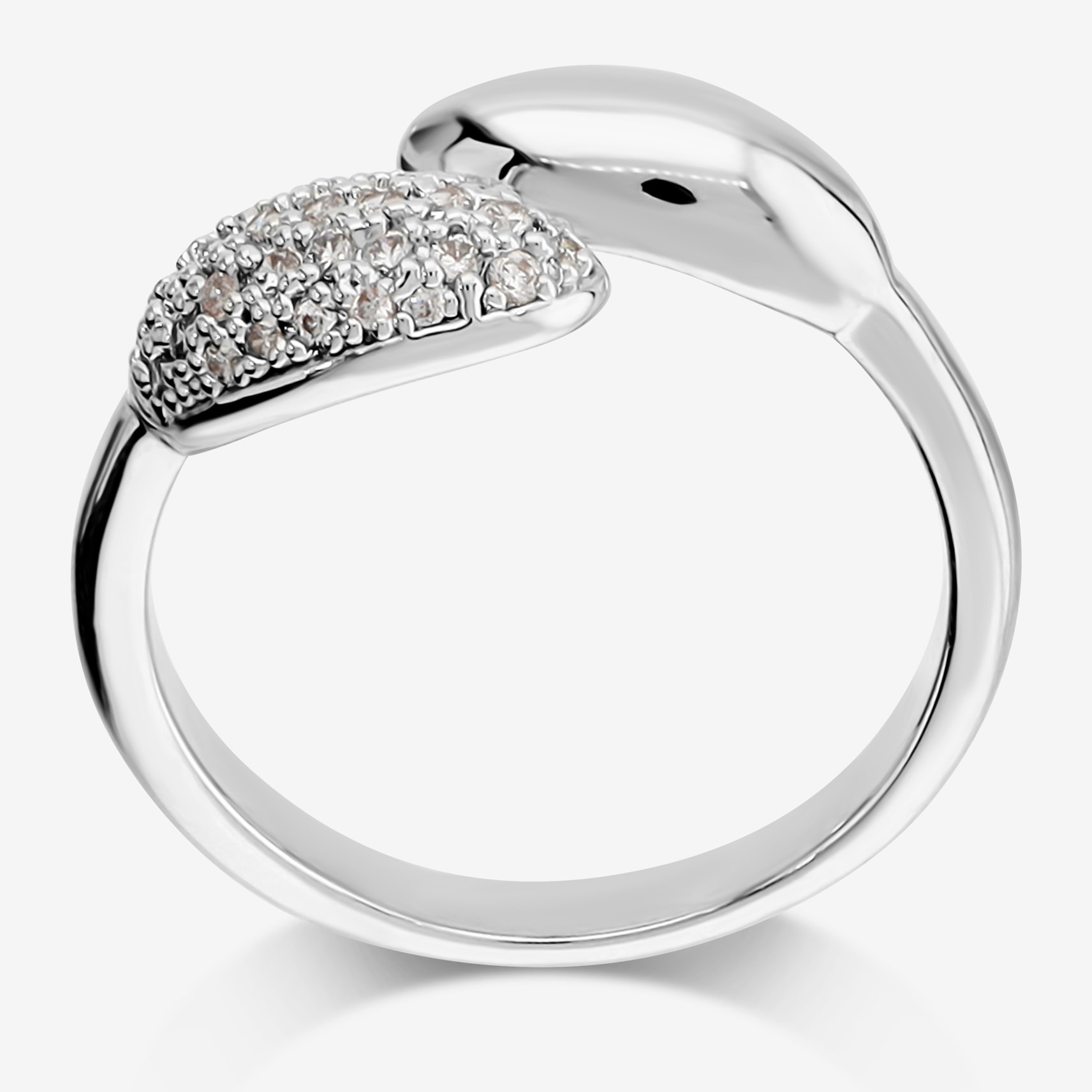 Anello Contrarié Lucido con Pavé di Cubic Zirconia