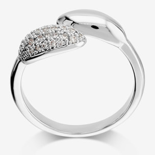 Anello Contrarié Lucido con Pavé di Cubic Zirconia