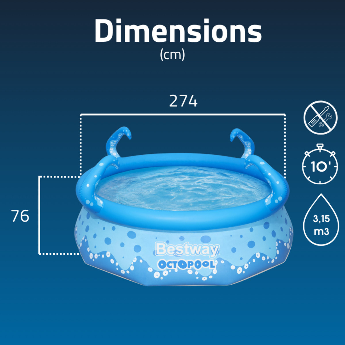 Bestway Piscine autoportante Ronde Fast Set 274 x 76 cm